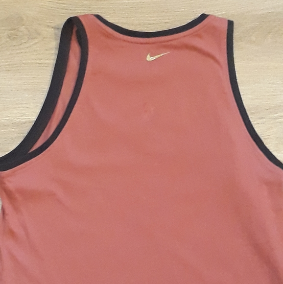 The Nike Tee Dri Fit Tank Top Red with Gold Glitter Swoop - Size Small - Picture 8 of 10